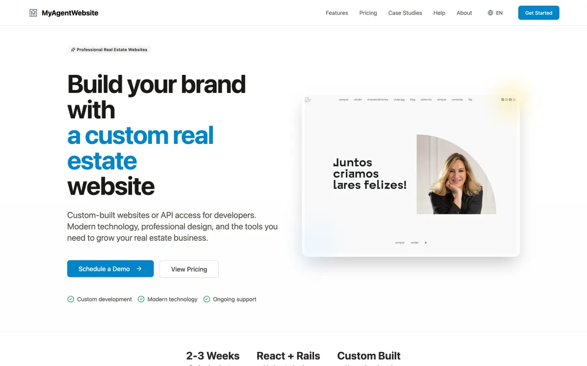 Screenshot of MyAgentWebsite